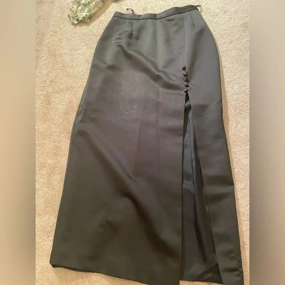 - PLUS SIZE ALEX EVENINGS BLACK FRONTSPLIT SKIRT ZIP & ELASTICBACK SIZE 16 - Picture 10 of 16